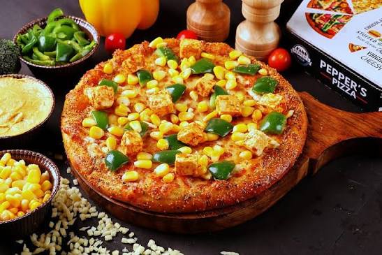 Cheese any two topic Pizza(onion, capsicum,corn,panner,tomato)